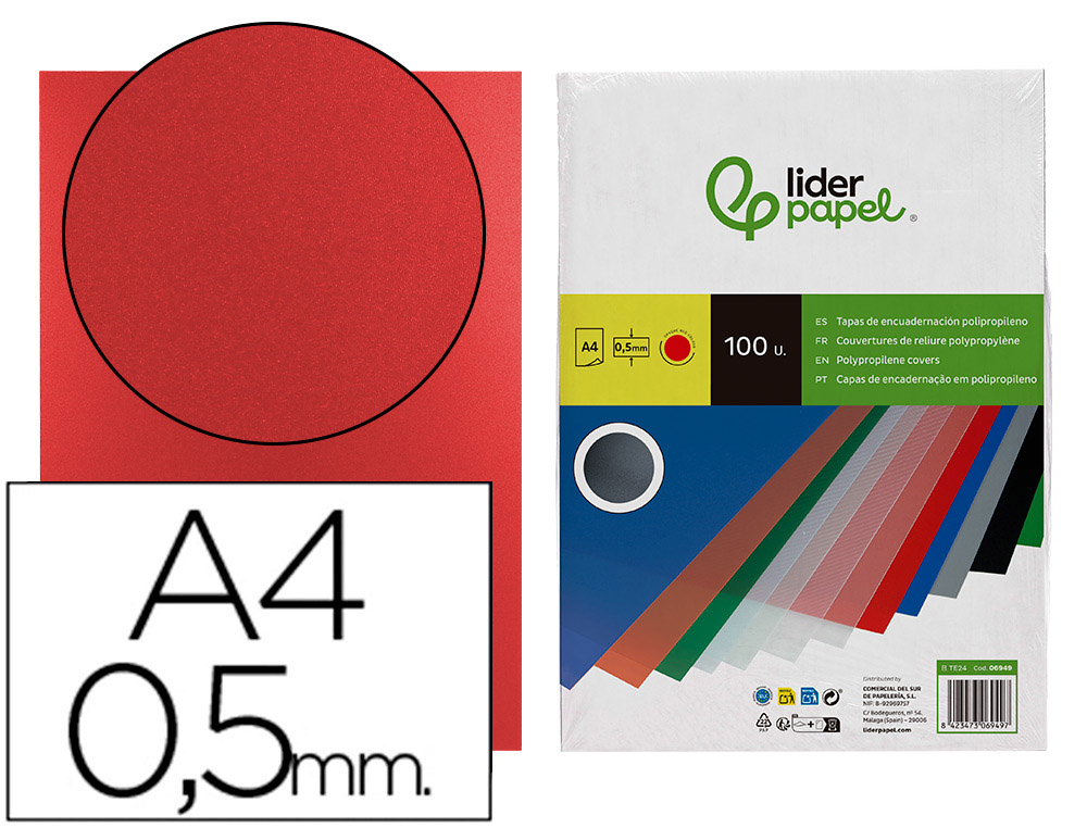 CAPA ENCADERNACAO LIDERPAPEL POLIPROPILENO A4 0.5MM VERMELHO EMBALAGEM DE 100 UNIDADES