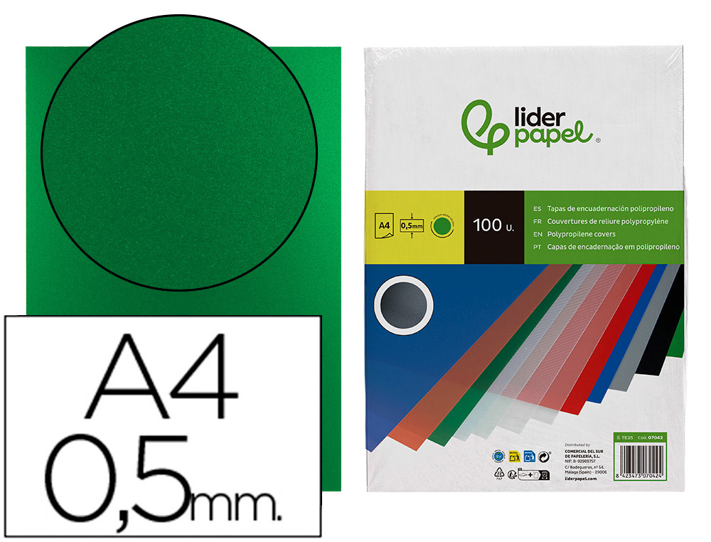 CAPA ENCADERNACAO LIDERPAPEL POLIPROPILENO A4 0.5MM VERDE OPACO EMBALAGEM DE 100 UNIDADES