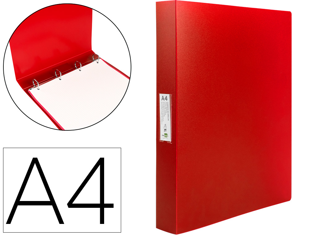 PASTA LIDERPAPEL POLIPROPILENO DIN A4 4 ANEIS 25 MM MISTOS VERMELHO TRANSLUCIDO