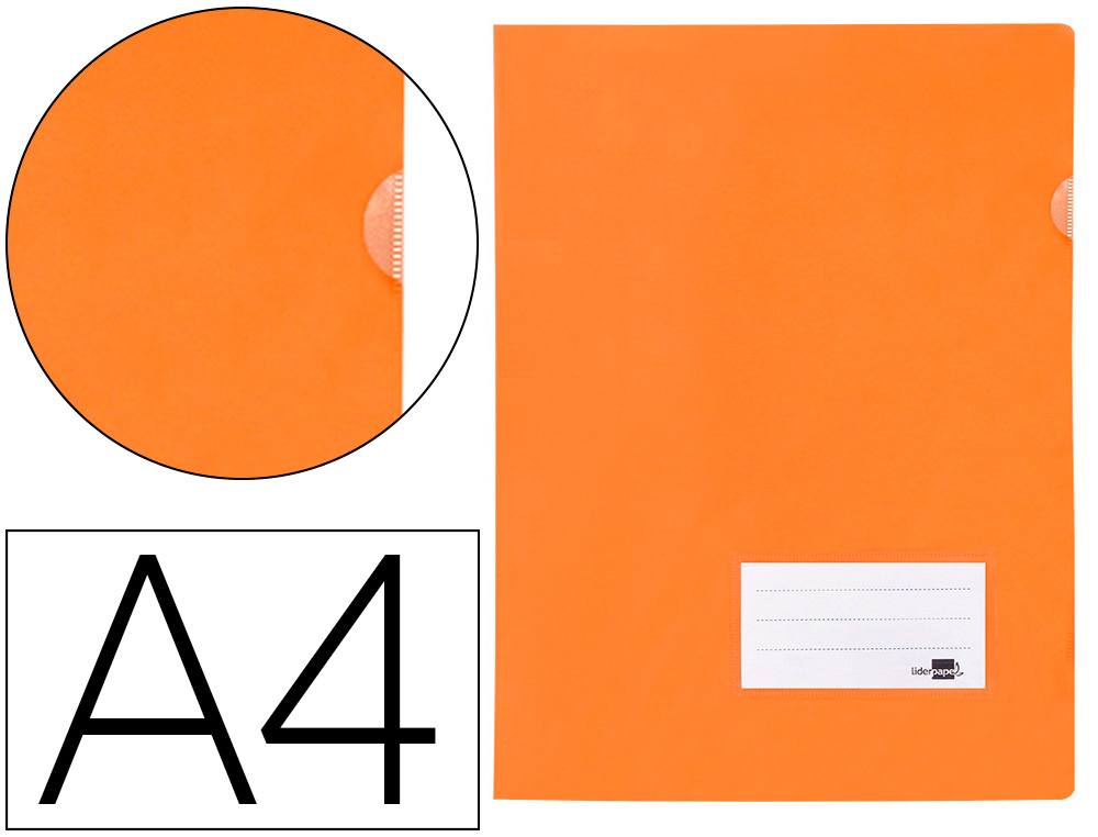 BOLSA DOSSIER LIDERPAPEL DIN A4 POLIPROPILENO 180 MICRONS LARANJA FLUOR OPACO 20 FOLHAS