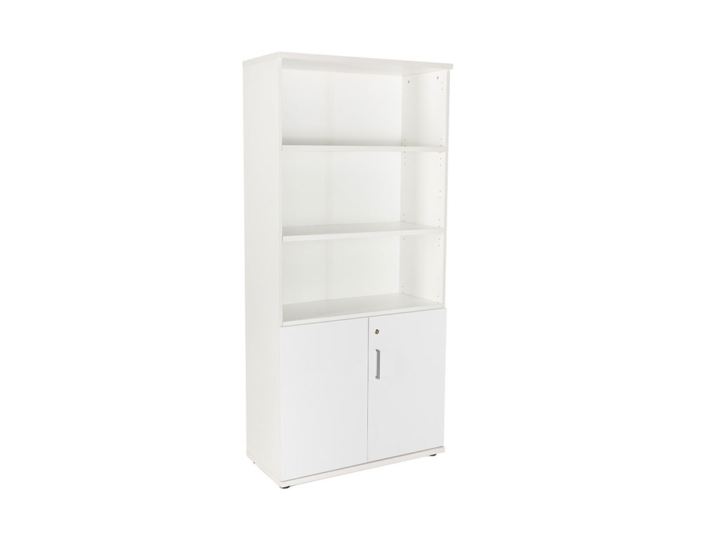 ARMARIO ROCADA COM TRES ESTANTES E DOIS PORTAS INFERIORES SERIE STORE 195X90X45 CM ACABAMENTO AW04 BRANCO/BRANCO