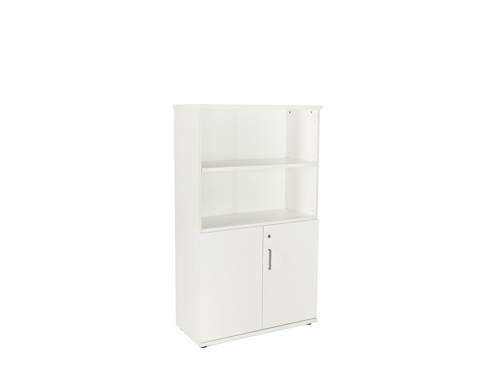 ARMARIO ROCADA COM DOIS ESTANTES E DOIS PORTAS INFERIORES SERIE STORE 156X90X45 CM ACABAMENTO AW04 BRANCO/BRANCO