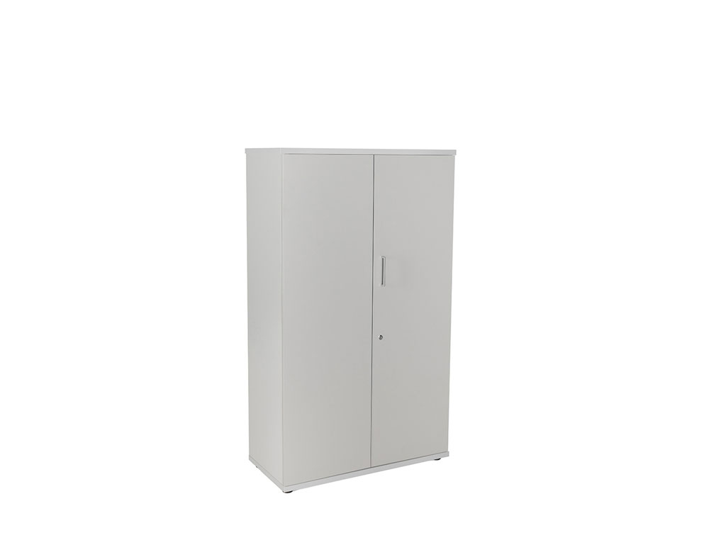 ARMARIO ROCADA COM QUATRO ESTANTES E DOIS PORTAS SERIE STORE 156X90X45 CM ACABAMENTO AB02 ALUMINIO/CINZA