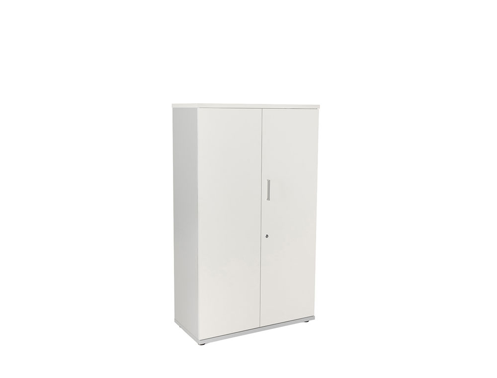 ARMARIO ROCADA COM QUATRO ESTANTES E DOIS PORTAS SERIE STORE 156X90X45 CM ACABAMENTO AB04 ALUMINIO/BRANCO