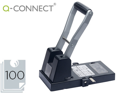 FURADOR Q-CONNECT KF18766 PRETO 2 FUROS ABERTURA 6 MM CAPACIDADE 100 FOLHAS