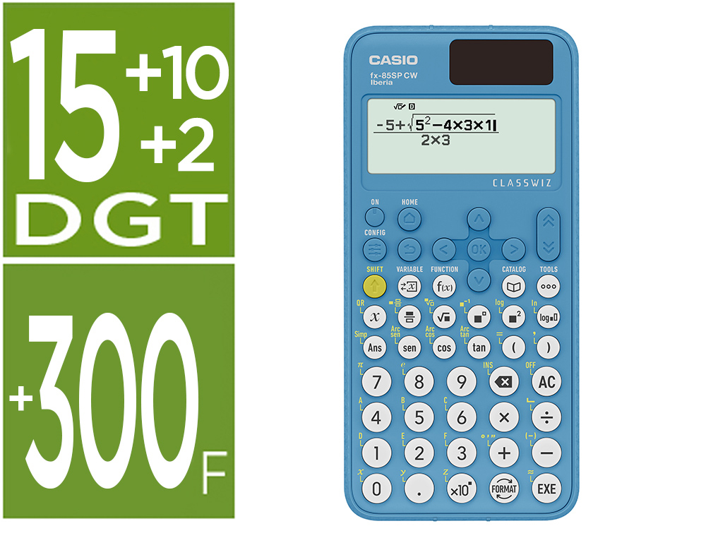 CALCULADORA CASIO FX-85SP CW IBERIA SOLAR CIENTIFICA 300 FUNCOES 9 MEMORIAS 15+10+2 DIGITOS 16 MB FLASH COM CAPA