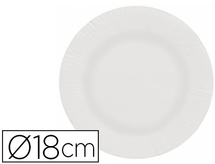 PRATO PAPEL RECICLAVEL BRANCO 18 CM PACK 50 UNIDADES