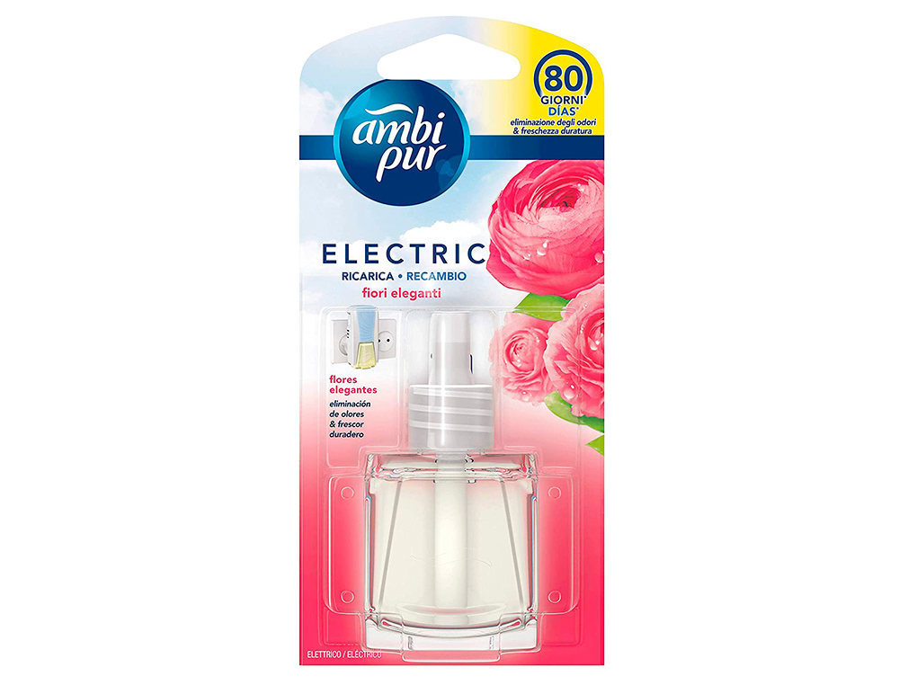 AMBIENTADOR AMBIPUR ELETRICO FLORES ELEGANTES RECARGA 21,5 ML