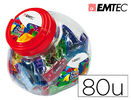 PEN DRIVE USB EMTEC FLASH 32GB 2.0 BOIAO 80 UNIDADES CORES SORTIDAS