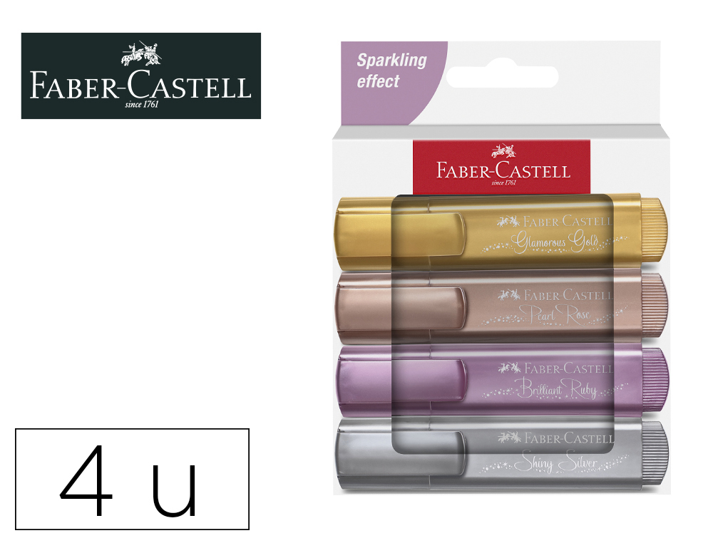 MARCADOR FABER FLUORESCENTE TEXLINER 46 COR METALICA ESTOJO 4 UNIDADES CORES SORTIDAS