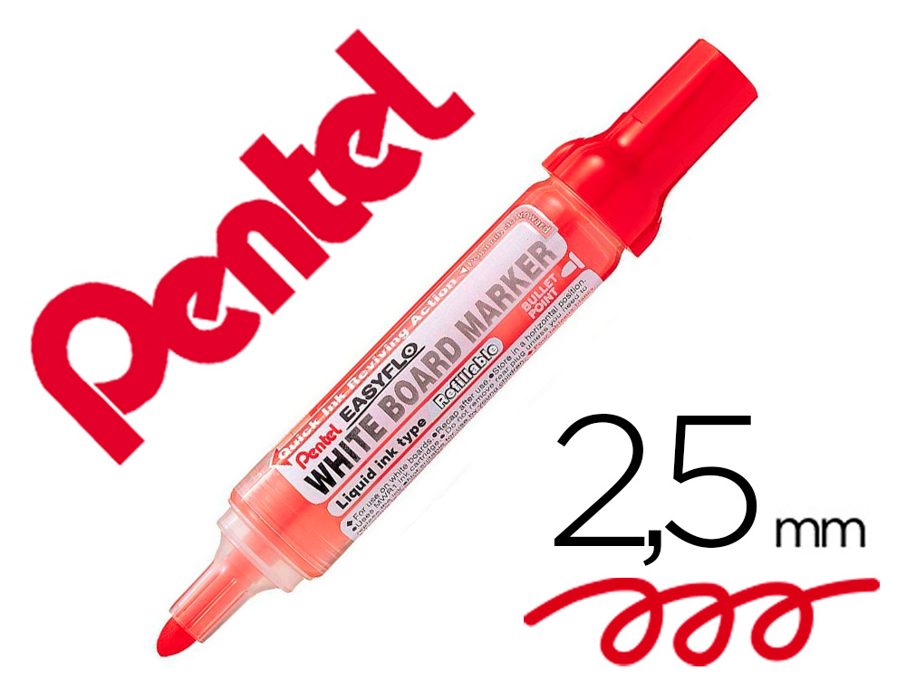 MARCADOR PENTEL PARA QUADRO BRANCO EASYFLO RECARREGAVEL COR VERMELHO