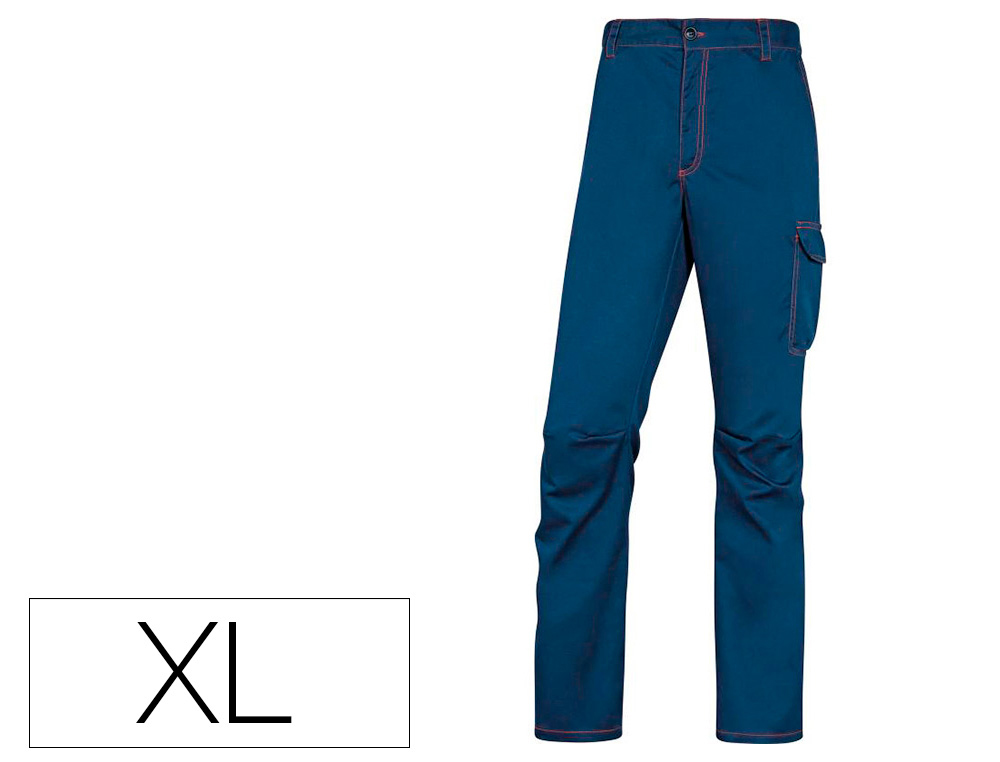 CALCAS DE TRABALHO DELTAPLUS CINTURA ELASTICA 5 ESTOJOS COR AZUL MARINHO / LARANJA TAMANHO XL