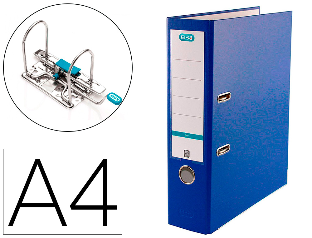 PASTA DE ARQUIVO DE ALAVANCA ELBA TOP CARTAO COMPACTO POLIPROPILENO COM RADO DIN A4 LOMBADA DE 80 MM AZUL