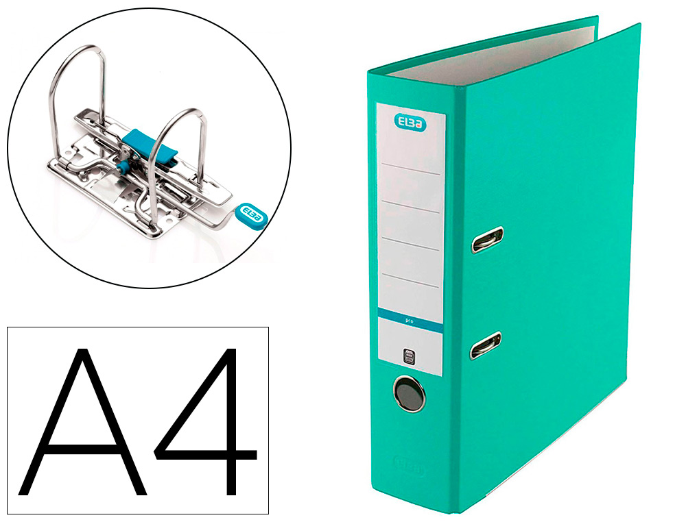 PASTA DE ARQUIVO DE ALAVANCA ELBA TOP CARTAO COMPACTO POLIPROPILENO COM RADO DIN A4 LOMBADA DE 80 MM ICE MINT