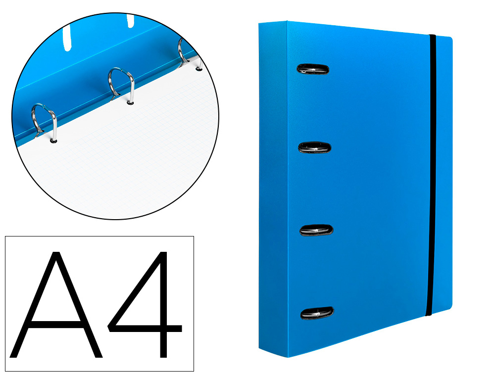 PASTA LIDERPAPEL COM RECARGA POLIPROPILENO DIN A4 4 ANEIS 25MM QUADRICULA 5MM AZUL TRANSLUCIDO