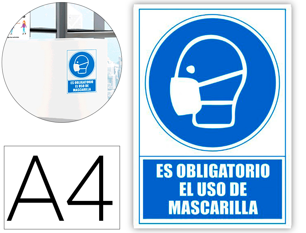 PICTOGRAMA ARCHIVO 2000 OBRIGATORIO O USO DE MASCARA PVC COR AZUL 210X297 MM