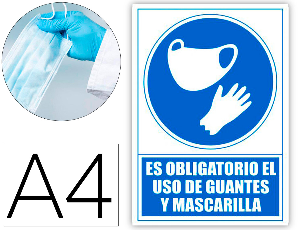 PICTOGRAMA ARCHIVO 2000 OBRIGATORIO O USO DE LUVAS E MASCARA PVC COR AZUL 210X297 MM
