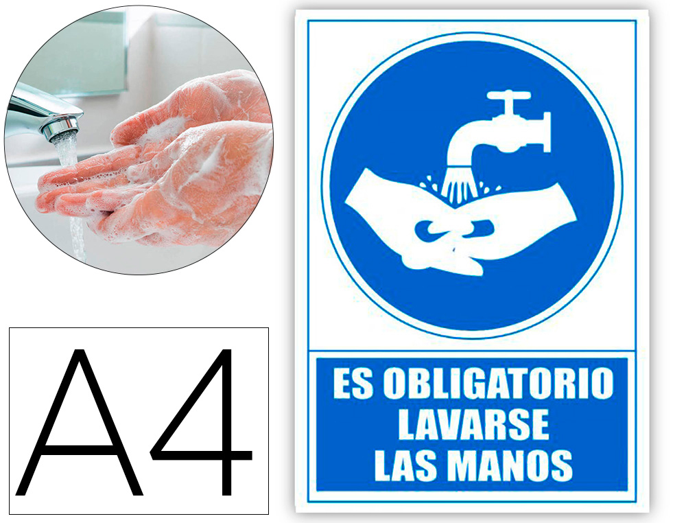 PICTOGRAMA ARCHIVO 2000 OBRIGATORIO LAVAR AS MAOS PVC COR AZUL 210X297 MM