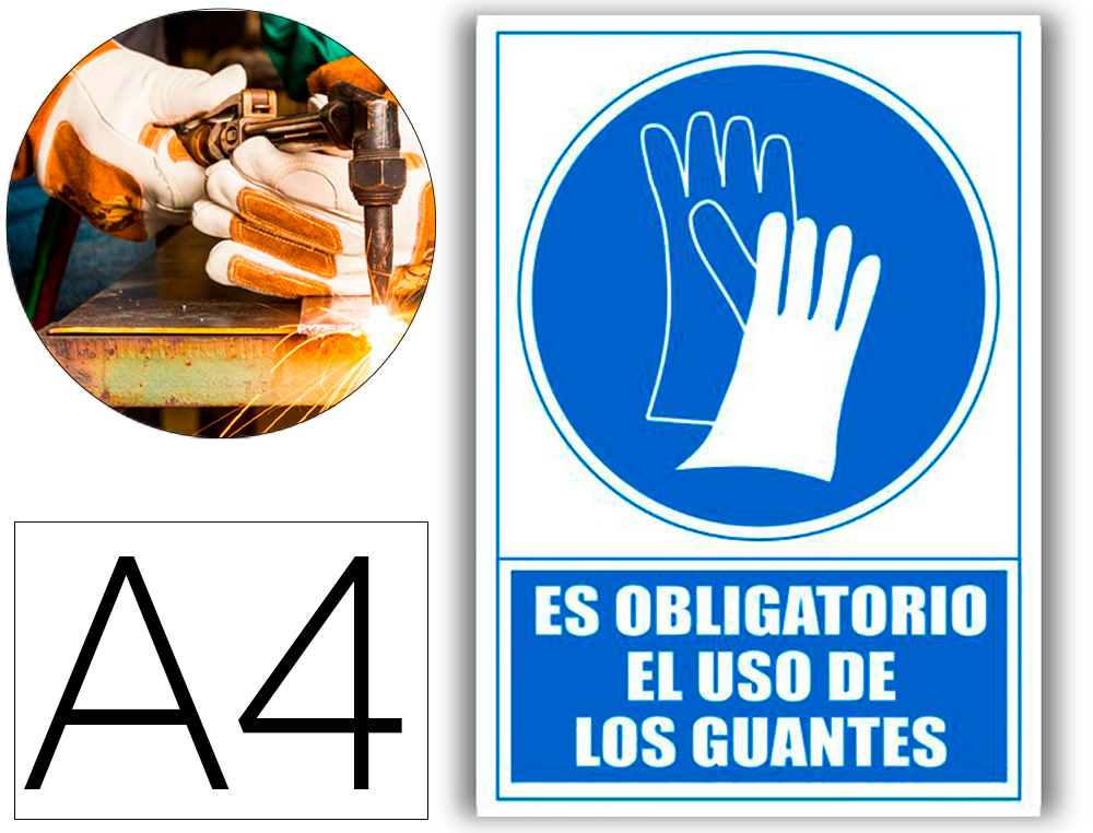 PICTOGRAMA ARCHIVO 2000 OBRIGATORIO USO DE LUVAS PVC AZUL LUMINISCENTE 210X297 MM
