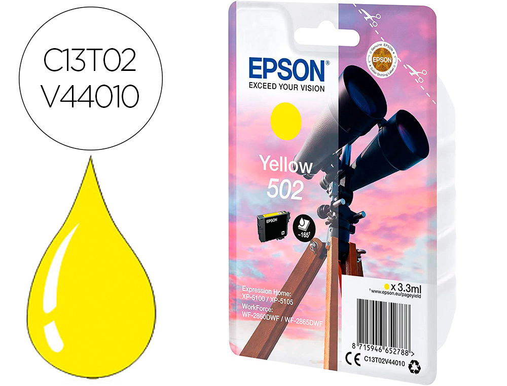 TINTEIRO EPSON SINGLEPACK AMARELO 502 INK