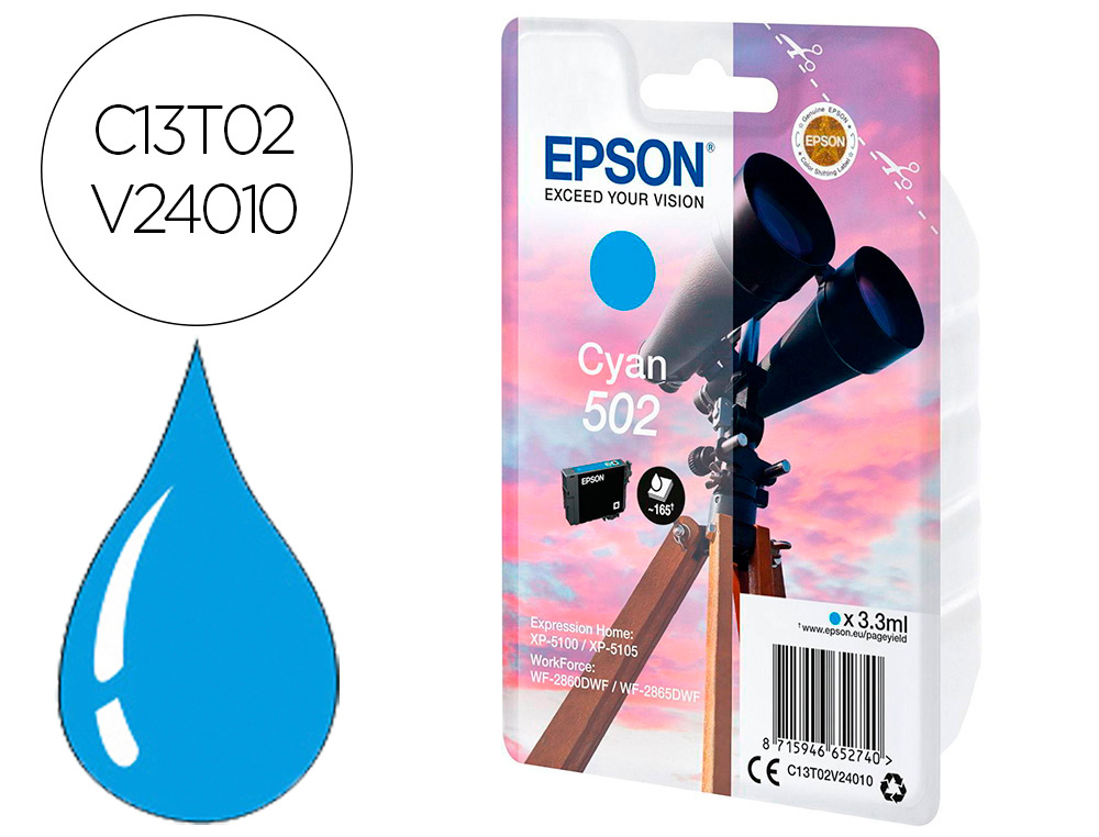 TINTEIRO EPSON SINGLEPACK CIAN 502 INK