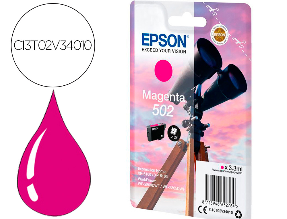 TINTEIRO EPSON SINGLEPACK MAGENTA 502 INK