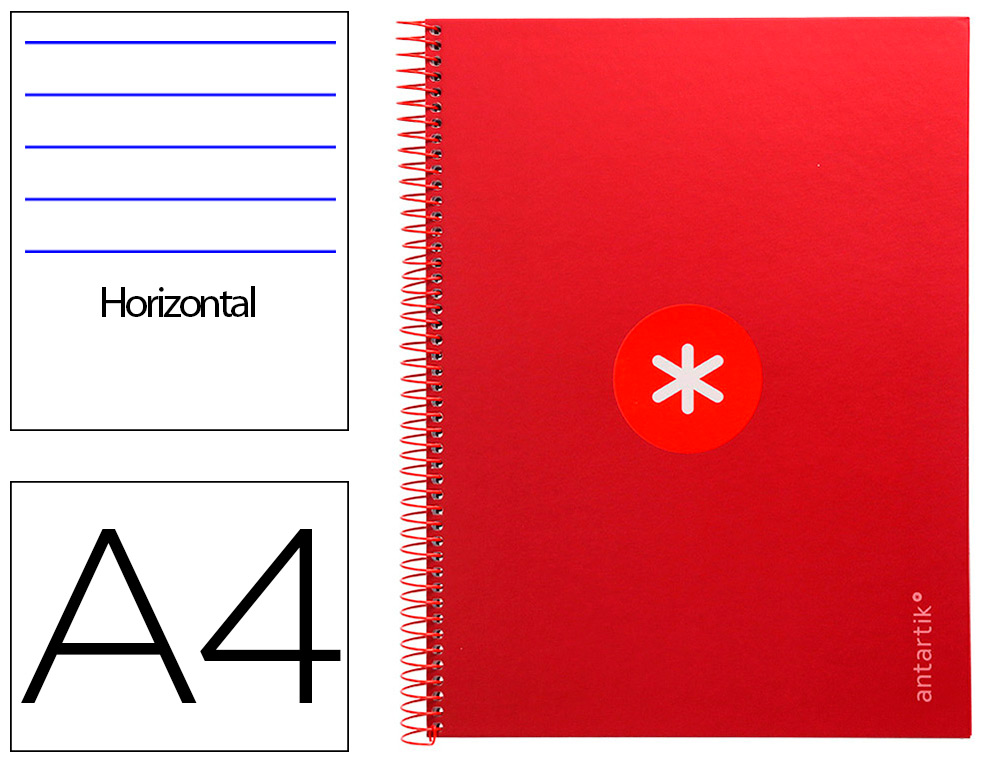 CADERNO ESPIRAL A4 MICRO ANTARTIK CAPA FORRADA 80F 90 GR HORIZONTAL 1 BANDA 4 FUROS COR FRAMBOESA