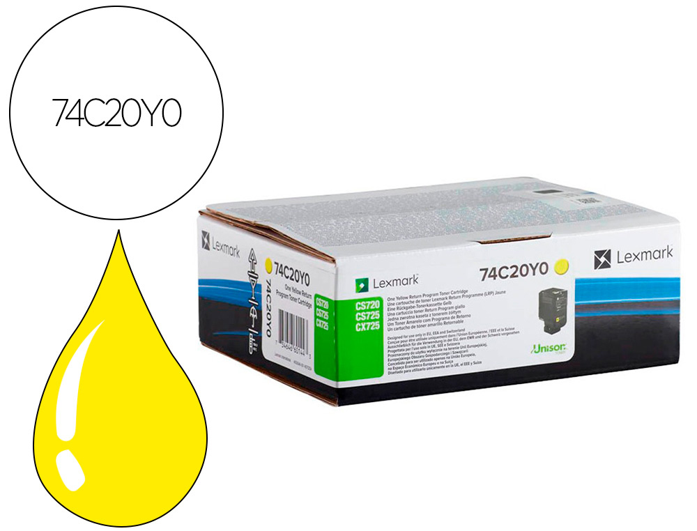 TONER LEXMARK LASER 74C20Y0 CX725DE / CS720DE / CS725DE AMARELO 3000 PAGINAS