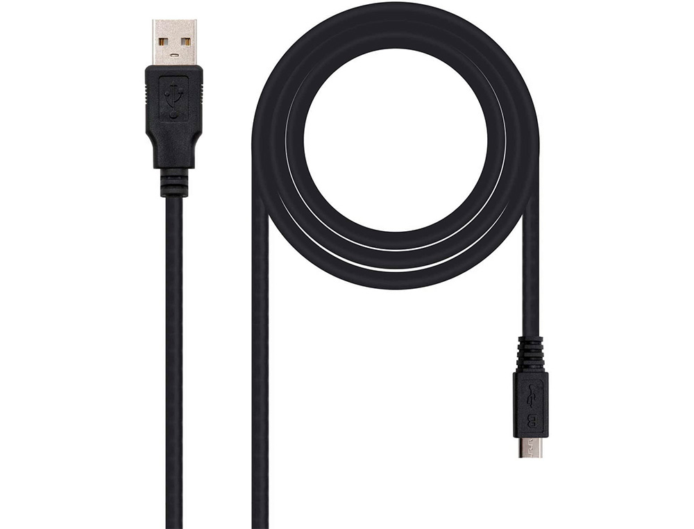 CABO USB NANOCABLE 2.0 TIPO A/M-MICRO USB B/M COR PRETO COMPRIMENTO 0,8 M
