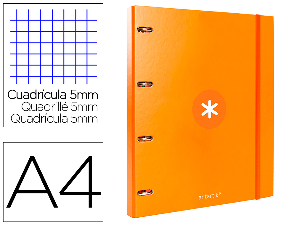 PASTA ANTARTIK COM RECARGA DIN A4 QUADRICULA 5MM FORRADA 4 ANEIS 25MM COR MOSTARDA