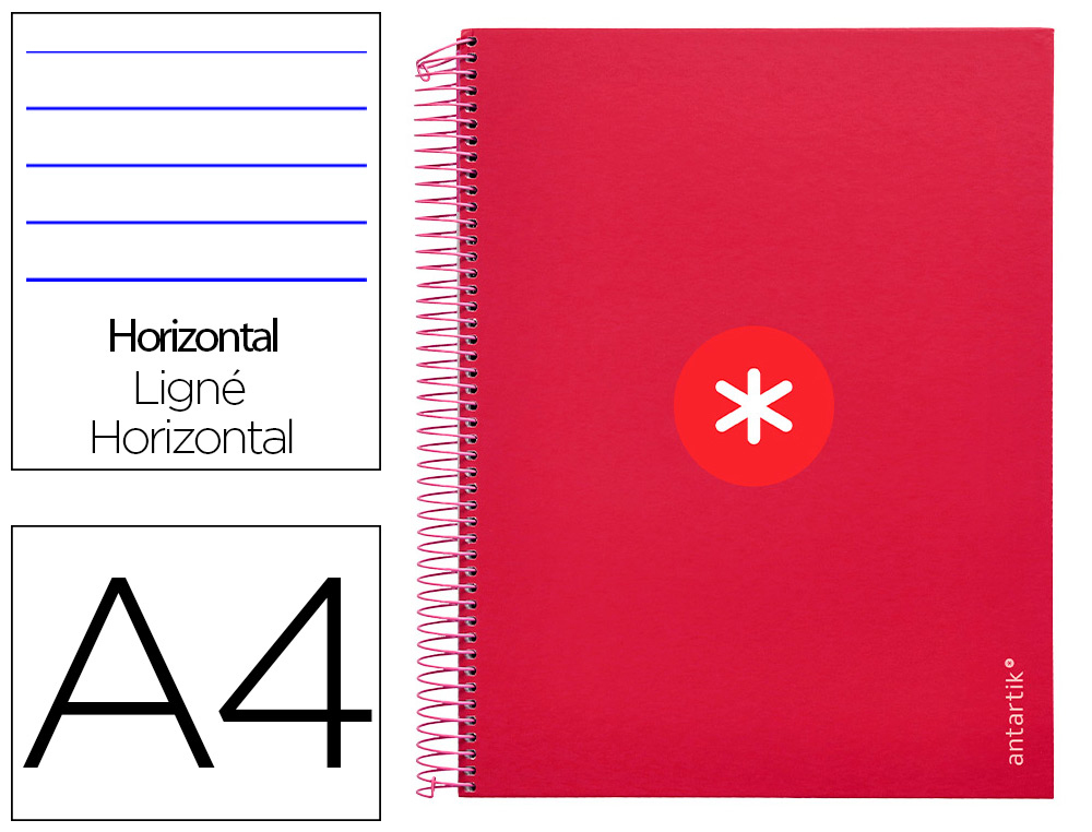 CADERNO ESPIRAL DIN A4 ANTARTIK CAPA FORRADA 120 F 100 GR PAUTADO 5 BANDAS COR FRAMBOESA