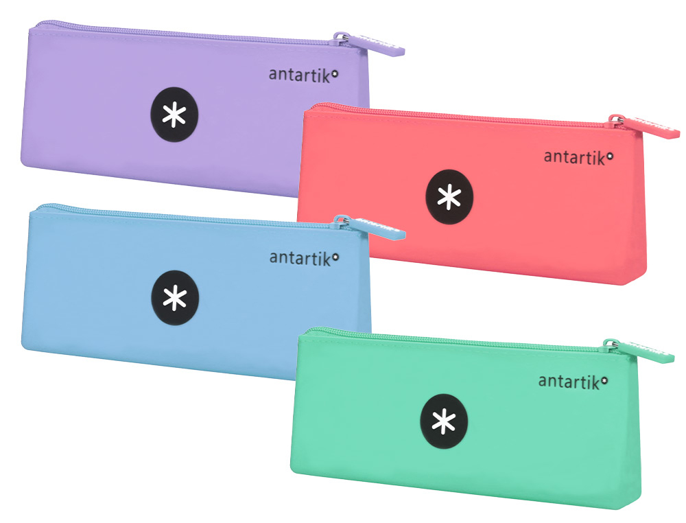 ESTOJO ESCOLAR ANTARTIK SILICONE TRIANGULAR CORES SORTIDAS PASTEL