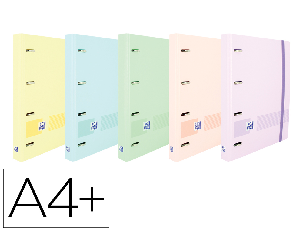 PASTA COM RECARGA OXFORD EUROPEANBINDER LIVE&GO POLYFOAM 4 ANEIS 35 MM QUADRICULA 5 MM DIN A4+ CORES PASTEL