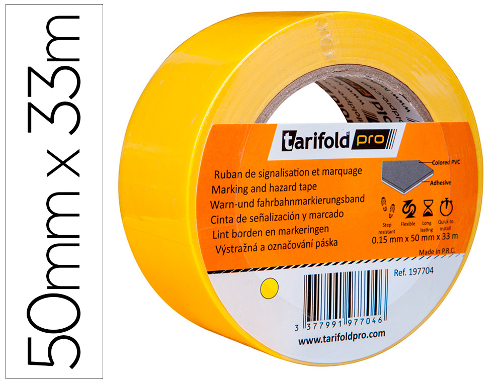 FITA ADESIVA TARIFOLD PARA MARCACAO E SINALIZACAO DE CHAO 33 MT X 50 MM COR AMARELO