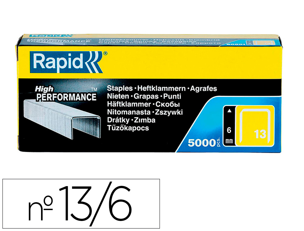AGRAFES RAPID 13/6 MM GALVANIZADOS CAIXA DE 5000 UNIDADES