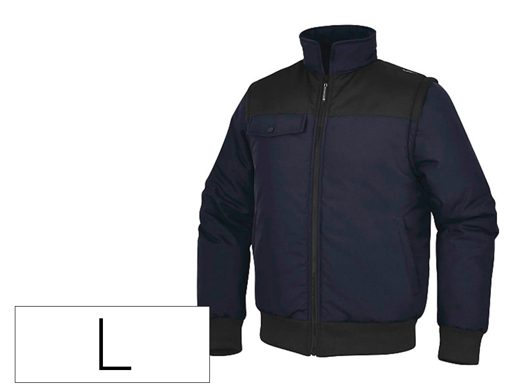 COLETE DELTAPLUS MULTIBOLSOS COM FECHO E MANGAS AMOVIVEIS 80% POLIESTER 20% ALGODAO TAMANHO L COR AZUL MARINHO/PRETO