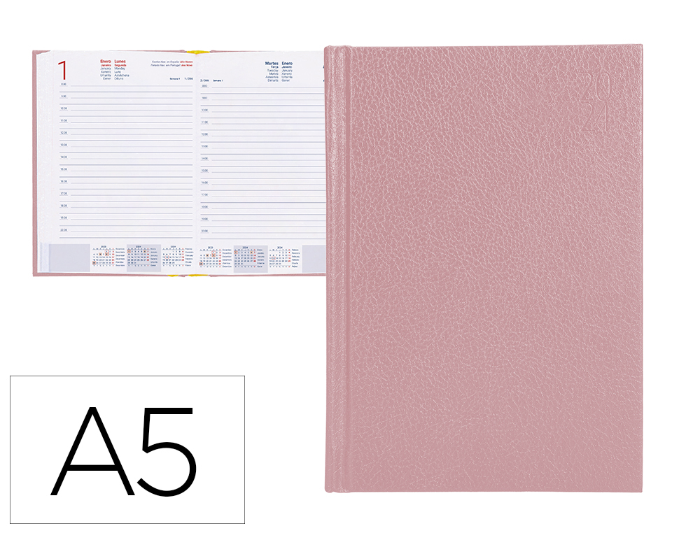 AGENDA ENCADERNADA LIDERPAPEL CORFU 15X21 CM 2024 DIA PAGINA PAPEL 60 GR COR NUDE