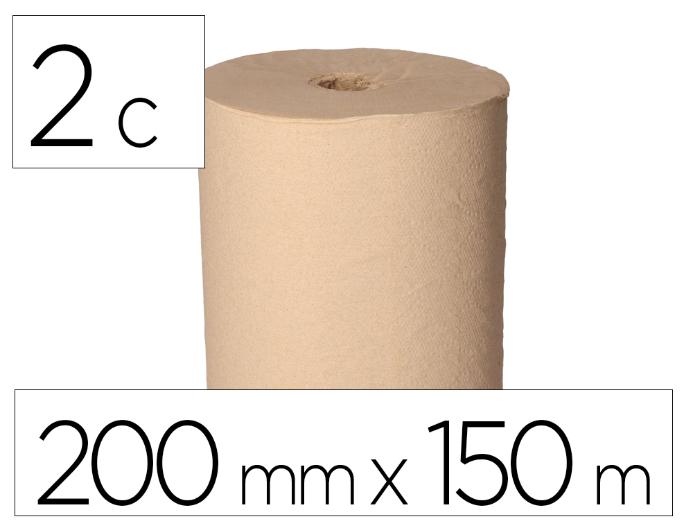 PAPEL SECA MAOS BUNZL GREENSOURCE NATURE 2 FOLHAS CELULOSE RECICLADO KRAFT 200 MM X 150 MT PACK DE 6 ROLOS