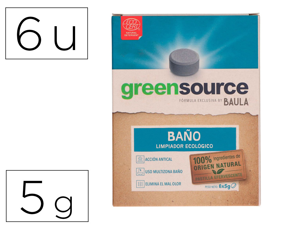 DETERGENTE CASA BANHO BUNZL GREENSOURCE ECOLOGICO PASTILHA DE 5 GR EMBALAGEM DE 6 UNIDADES