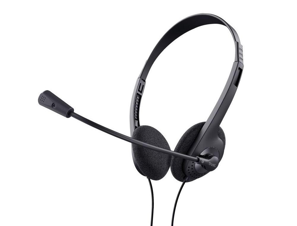 AURICULAR TRUST BASICS COM MICROFONE AJUSTAVEL USB 2.0 COMPRIMENTO CABO 180 CM COR PRETO