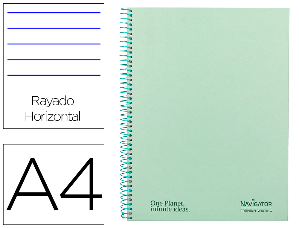 CADERNO ESPIRAL NAVIGATOR A4 MICRO CAPA FORRADA 80 F 80 GR PAUTADO 1 BANDA COR MENTA