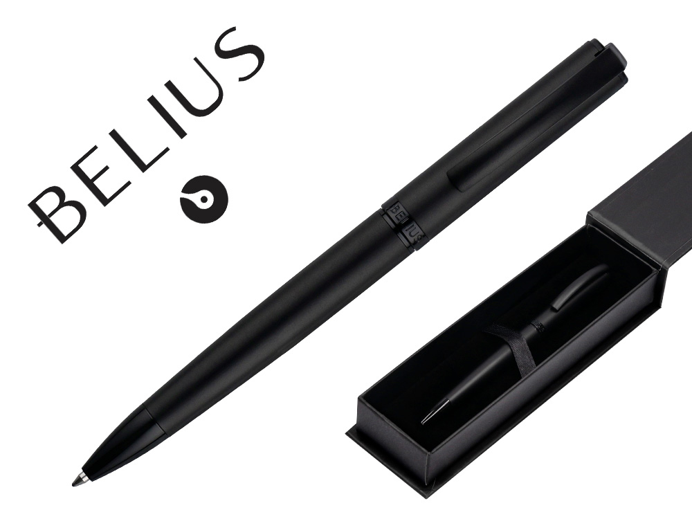 ESFEROGRAFICA BELIUS TURBO ALUMINIO DESENHO PRETO TINTA AZUL CAIXA DESIGN
