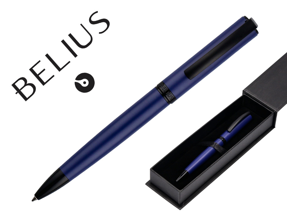 ESFEROGRAFICA BELIUS TURBO ALUMINIO DESENHO AZUL E PRETO TINTA AZUL CAIXA DESIGN