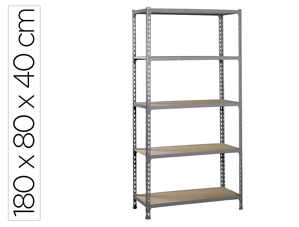 ESTANTE METALICA SIMONRACK MADER CLICK MINI 5/400 COR CINZA/MADEIRA 5 PRATELEIRAS 150 KG POR PRATELEIRAS 180X80X40 CM