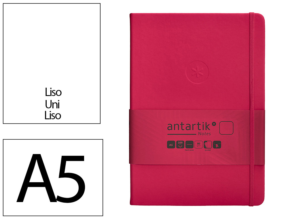 CADERNO COM ELASTICO ANTARTIK NOTES CAPA DURA A5 LISO FUCSIA 100 FOLHAS 80 GR FSC