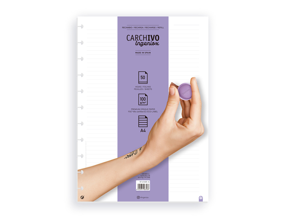 RECARGA CADERNO CARCHIVO INGENIOX A4 50 FOLHAS PAUTADO