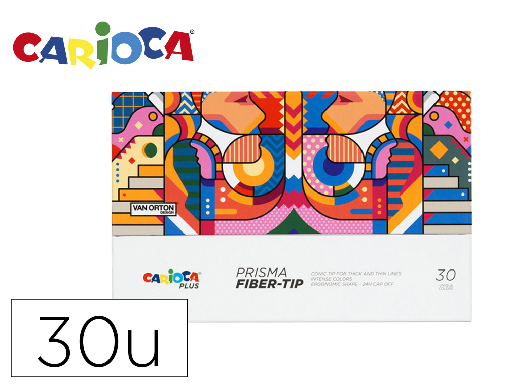 MARCADOR CARIOCA PLUS PRISMA FIBER-TIP DE PONTA DE FIBRA CAIXA PREMIUM DE 30 UNIDADES CORES SORTIDAS