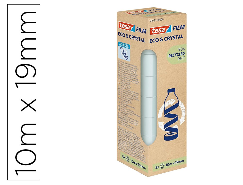 FITA ADESIVA TESA FILM ECO&CRISTAL TRANSPARENTE 10 M X 19 MM PACK DE 8 UNIDADES
