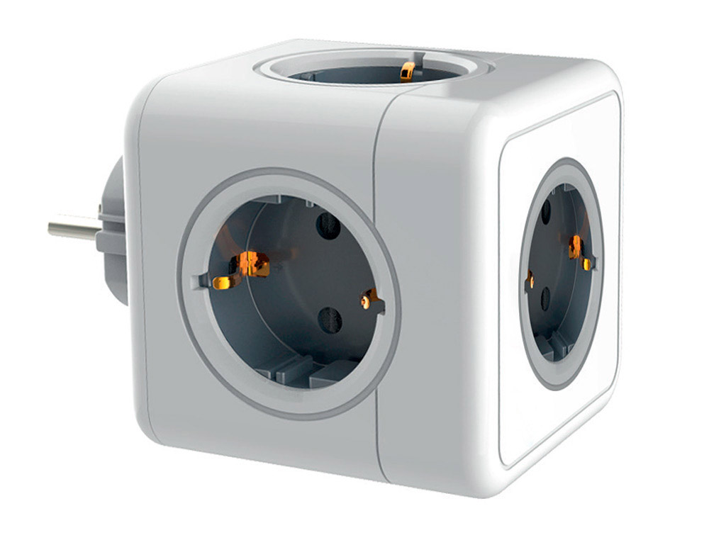 EXTENSAO Q-CONNECT EM CUBO MULTIPLA 5 EM 1 DIRETO PAREDE 5 TOMADAS DE CORRENTE 75X75X112MM
