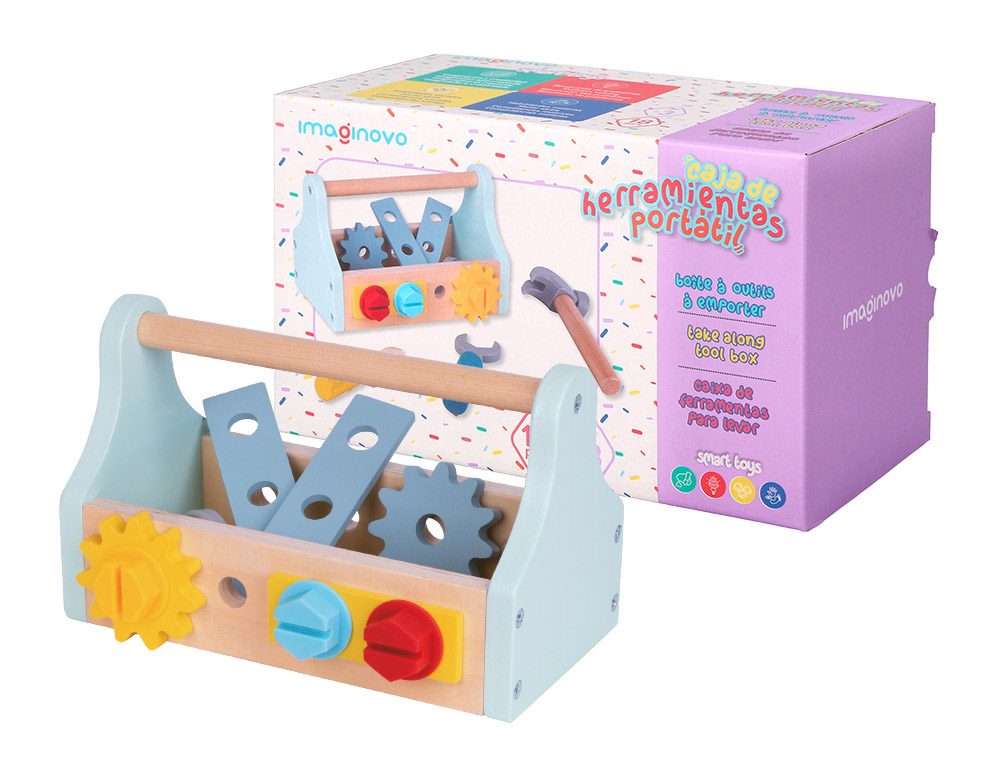 JOGO INFANTIL IMAGINOVO MADEIRA MALA DE FERRAMENTAS +3 ANOS 18 PECAS 21,4X13,2X11CM